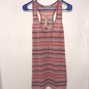 Wallflower NWT Women’s Sheer Racerback XL Long Rose Pink Striped Tank Top